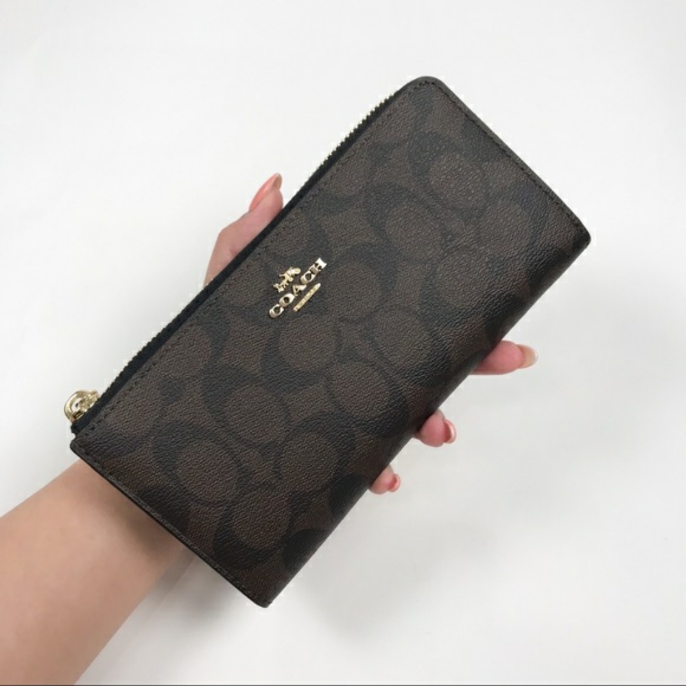 NWT COACH L-ZIP WALLET IN SIGNATURE CANVAS